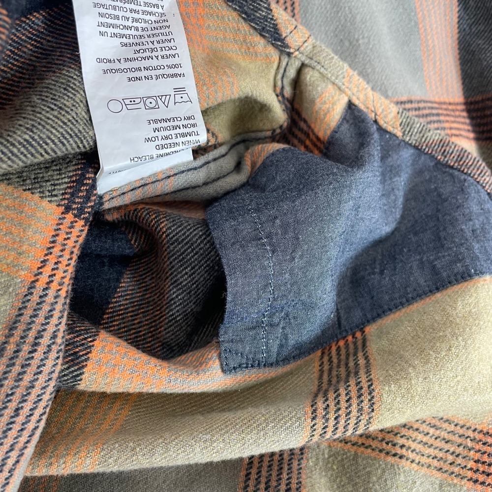 Prana Flannel Shirt Womens Large Golden Canyon Organic Cotton Plaid Fall - Picture 6 of 13